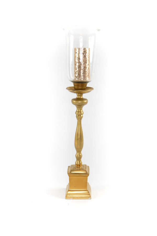33" Gold Wood Candle Stick